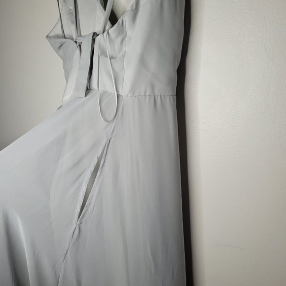 Birdy Grey Bridesmaid Dress Gray Large Convertible Straps Pockets Womens Wedding - Picture 12 of 13